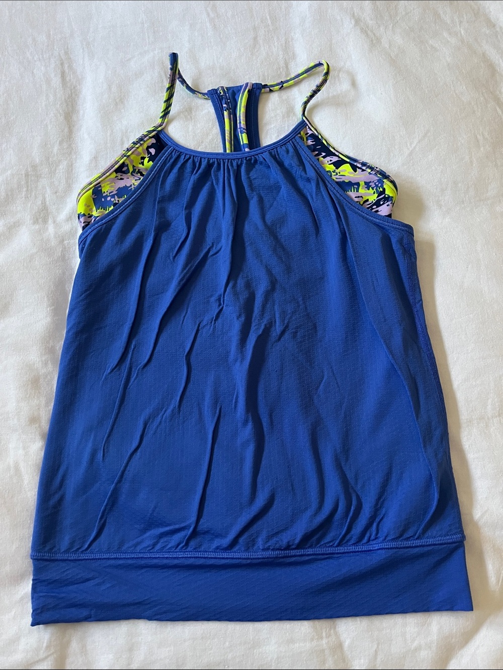 Ivivva Royal Blue Racerback Athletic Tank Top with Built in Sports Bra, Size 12